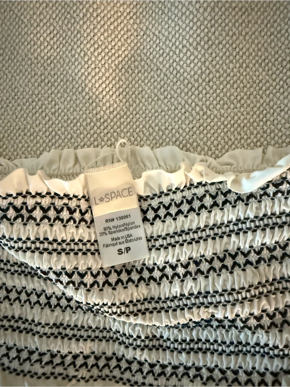 l*space Black & Cream Smocked Bandeau Top - Picture 2 of 4